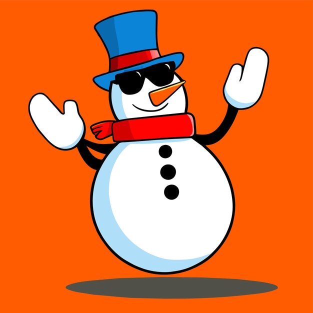 Winter holidays snowman santa hat christmas hand drawn flat stylish cartoon sticker icon concept