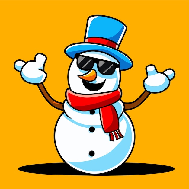 Winter holidays snowman santa hat christmas hand drawn flat stylish cartoon sticker icon concept