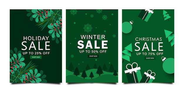 Winter holidays square templates set Christmas festive design for social media post