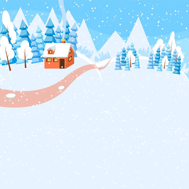 Vector winter horizontal landscape banner flat style
