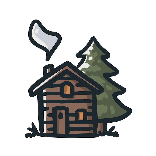 Winter houten hut vectorillustratie