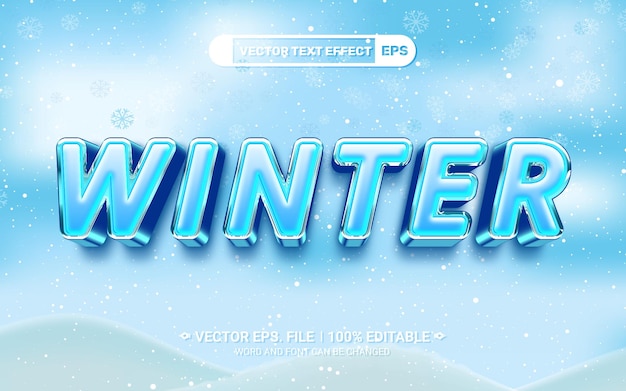 Winter ice editable 3d vector text effect