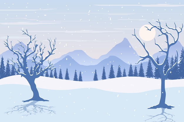 Vector winter ijs berglandschap. vakantie winterlandschap. abstract plat minimalistisch landschapsontwerp