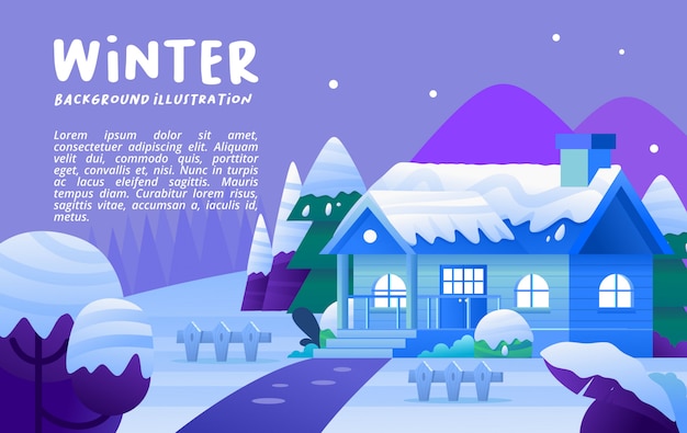 Winter illustration in a beautiful and warm home