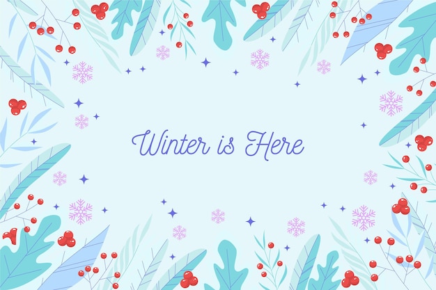 Vector winter is here lettering background