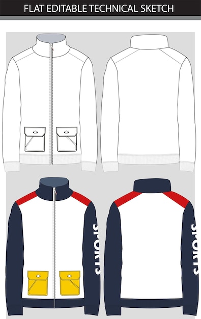 WINTER JACKET WITH 2 POCKETS VECTOR FILE