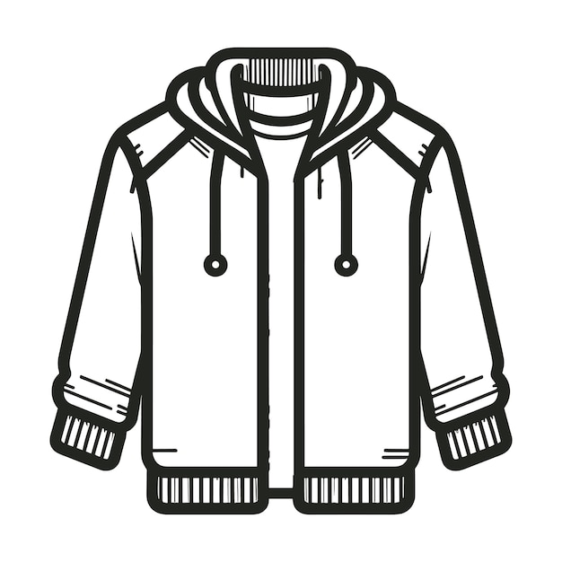 Vector winter jacket with hoody patch pocket with full sleeve flat sketch