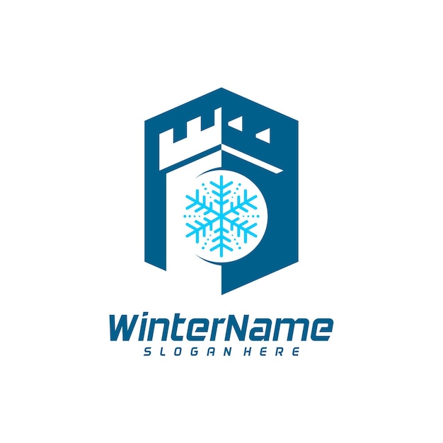 Winter kasteel logo sjabloon kasteel Winter logo ontwerp vector