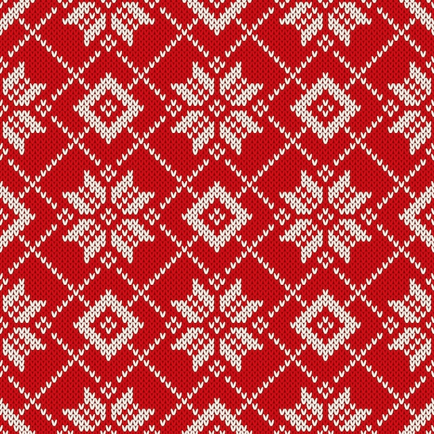 Winter Knitted Pattern with Snowflakes. Seamless Knitting Background