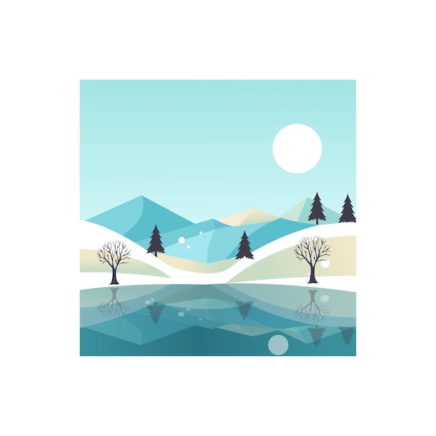 Winter landscape background vector illustration