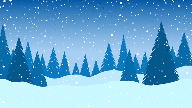 冬の風景。雪が降る。クリスマスの背景。ベクトルイラスト