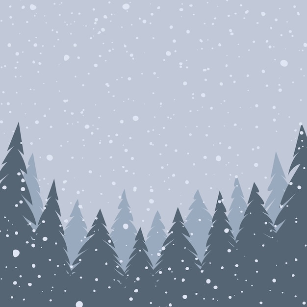 Winter landscape. falling snow. christmas background. vector illustration