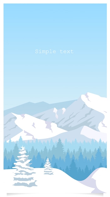 Vector winter landscape flat color background with text space