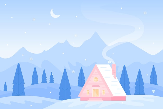 평면 디자인의 겨울 풍경