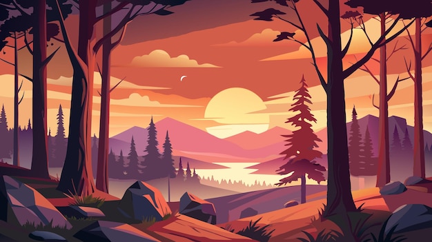 winter landscape forest illustration design