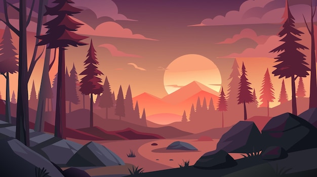 winter landscape forest illustration design