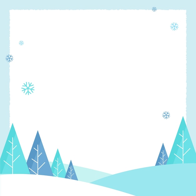 Winter landscape frame design with trees and snow.