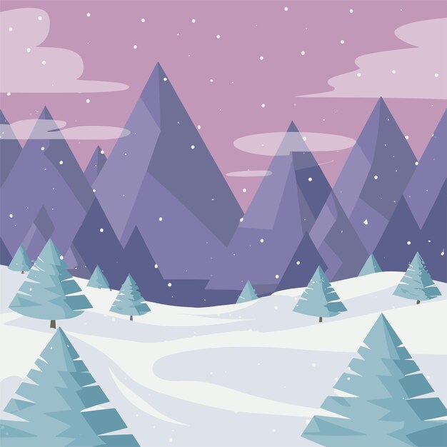 Winter landscape illustration vector