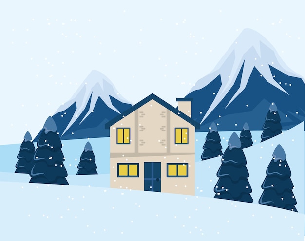 Vector winter landscape scene