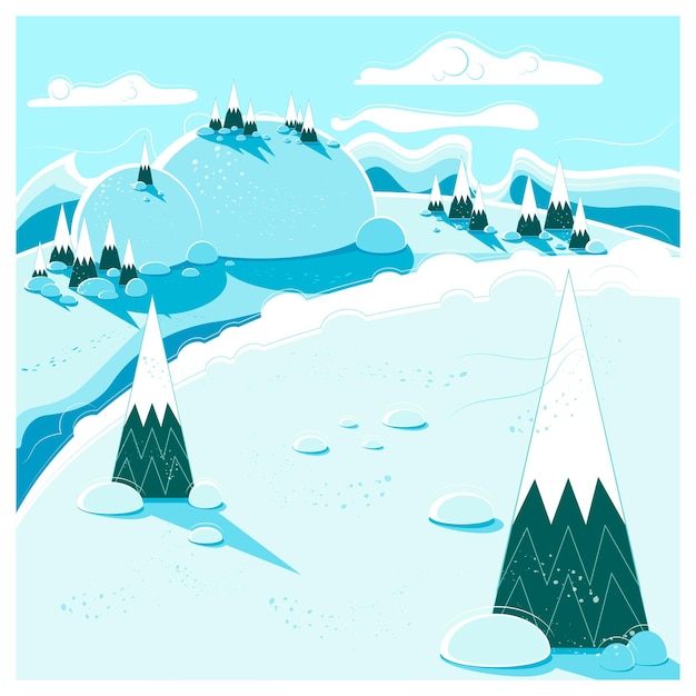 Winter landscape. Vector bright illustration.