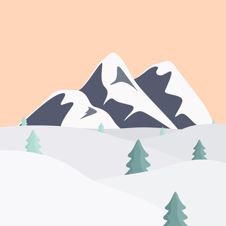 Vector 산 겨울 풍경
