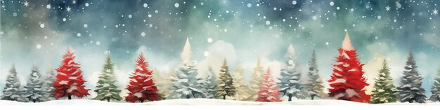 Vector winter landscape with trees and snowflakes