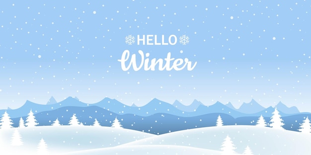 Winter Landscape With White Snow Border With Gradient Mesh, Vector Illustration