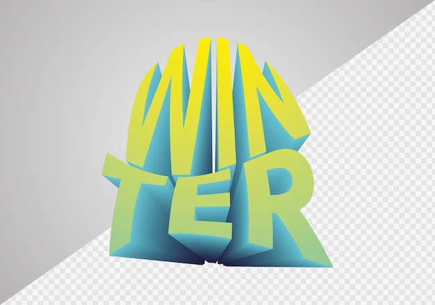 Winter lettering for poster or social media ads. 3d design element. isolated background