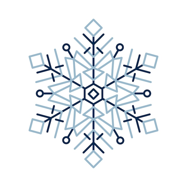 Winter line art snowflake icon colorful winter holiday ornament graphic design element Line icon