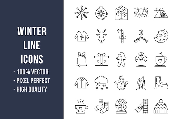 Winter Line Icons