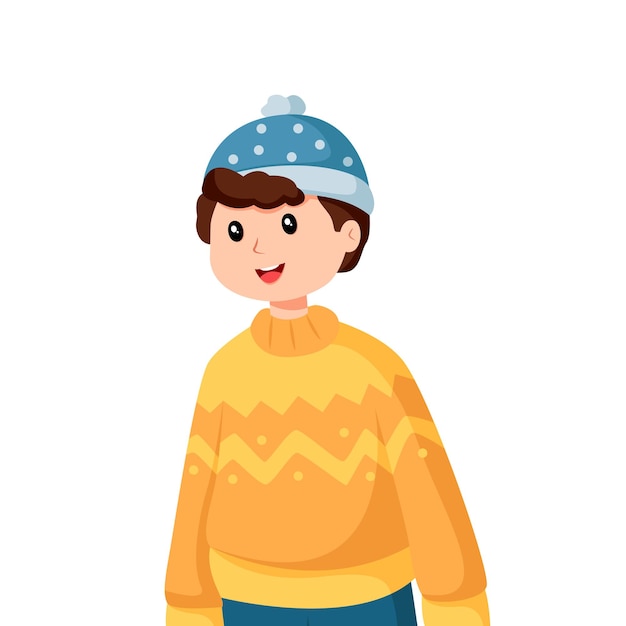 Winter Little Boy Character Design Illustration