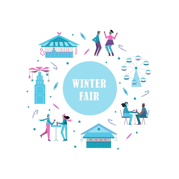 Winter market doodle illustration