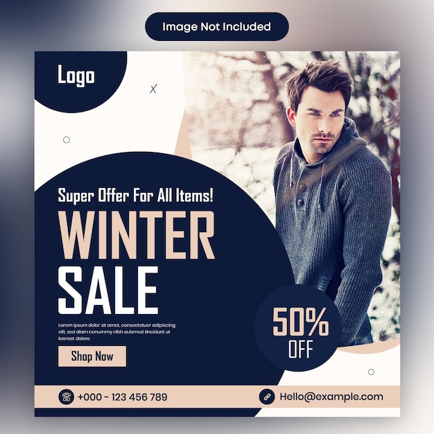 Winter mega-uitverkoop instagram of facebook social media postontwerp