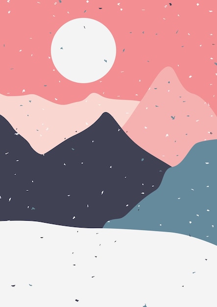 Winter Minimalist boho landscape Abstract mountain contemporary aesthetic backgrounds landscapes