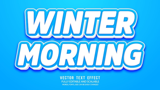 Winter Morning 3d Editable Text Effect Vector Template With Cute Background