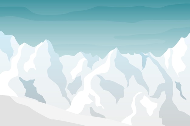 Vector winter mountain landscape covered with snow