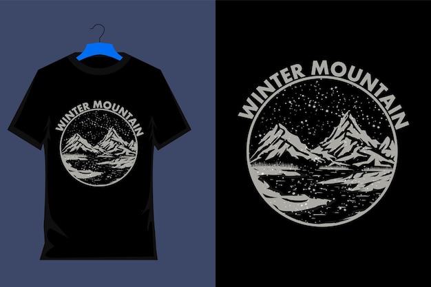 Winter Mountain Retro T-shirtontwerp