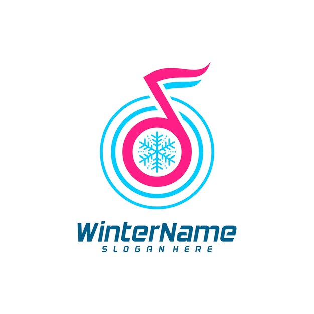 Modello di logo della musica invernale vettore di progettazione del logo invernale