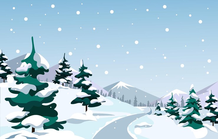 Vector winter nature sceneryxa