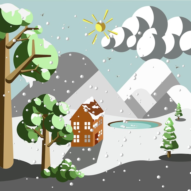 Winter natuur landschap illustratie vector