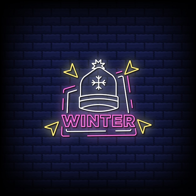Winter neon signs style text
