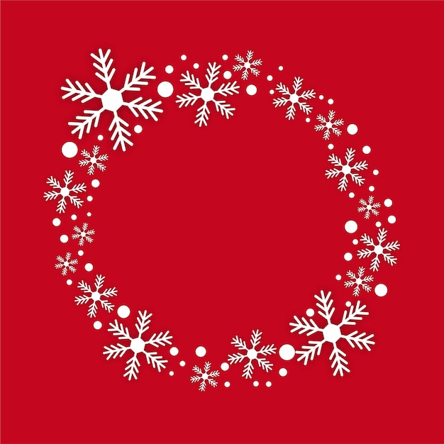 Vector winter new year and xmas circle frame with snowflakes