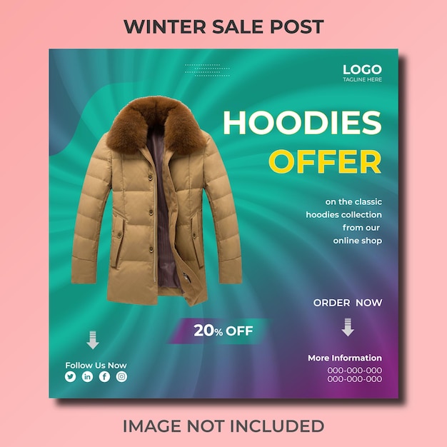 Winter nieuwe collectie sociale media facebook post en instagram ontwerpsjabloon