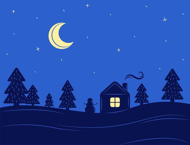 Vector winter night background vector illustration