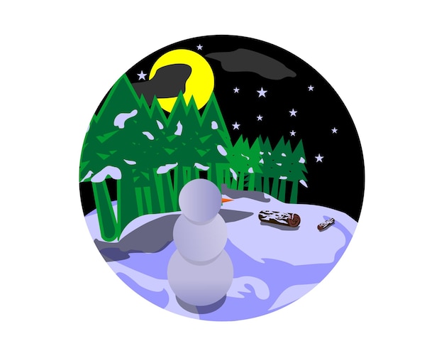 winter night forest illustration