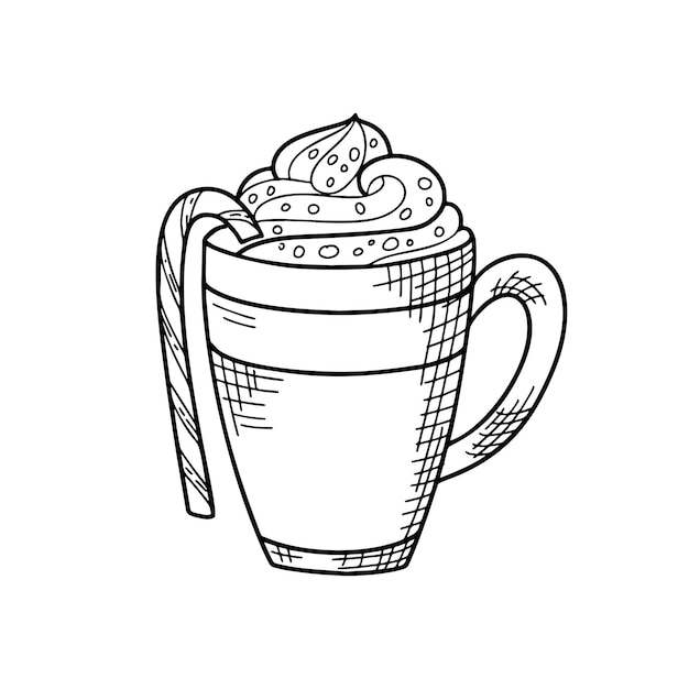 Зимний или осенний напиток для вашего дизайна ручной рисунок для рождественского шаблона векторная иллюстрация