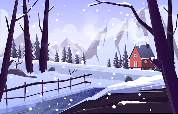 Vector winter outdoor scenery background