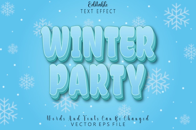 Winter Party Editable Text Effect Emboss Cartoon Style