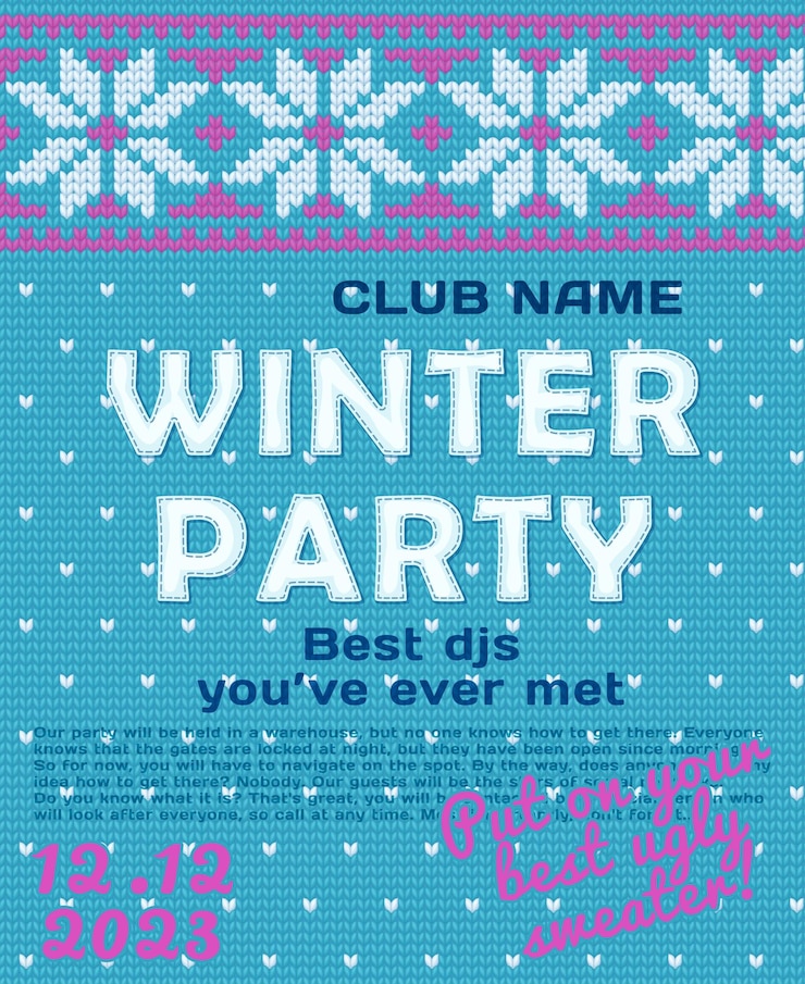 वेक्टर winter party poster vector design invitation for ugly sweater party design holiday season greetings
