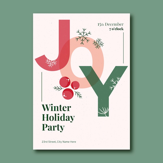 Vector winter party vertical poster template